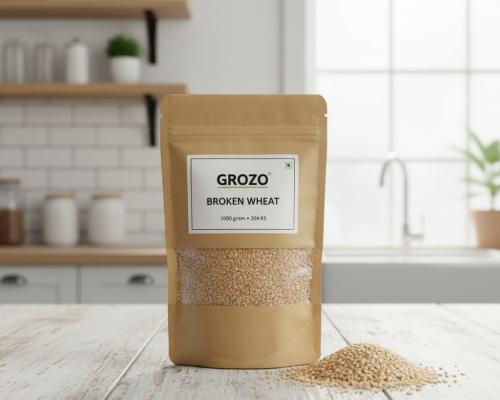 Broken Wheat – Coarse Cracked Whole Grain | 1000g / 2.04 Lbs | High-Fiber Grain For Upma, Porridge & Baking img